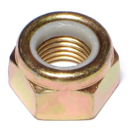 Midwest Fastener Nylon Insert Lock Nut, M14-1.50, Steel, Class 8, Yellow Zinc, 4 PK 76106